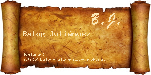 Balog Juliánusz névjegykártya